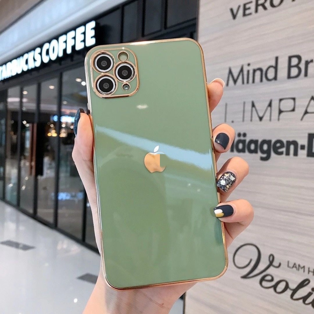 Soft case Electroplating Dengan Logo Untuk Iphone 11 12 13 pro max Xs max XR 7 8 plus Se20