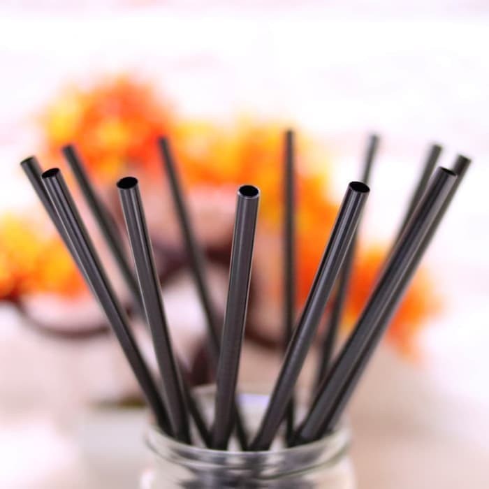 BLACK Sedotan Stainless Steel Straw Sedotan Metal Ramah Lingkungan