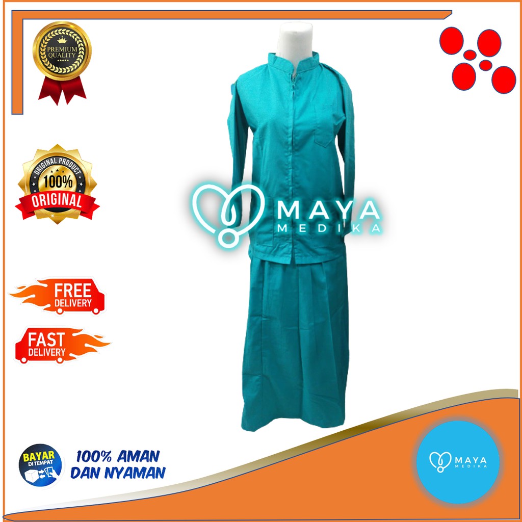 Baju OK Hijau Tosca Lengan Panjang Rok + Rest