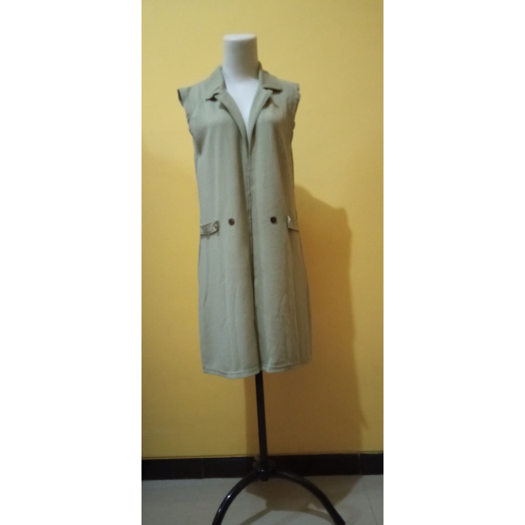 outer atau long cardi tanpa lengan, rompi tanpa lengan kekinian