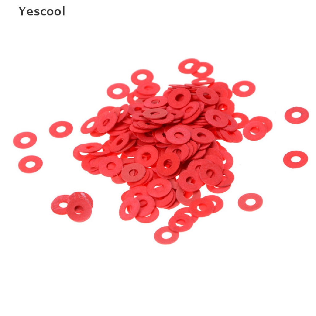 Yescool 100 Pcs Ring Washer Bahan Serat Karbon Warna Merah Ukuran 3mm