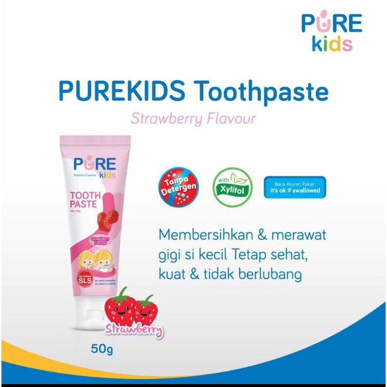 PURE Kids Tooth Paste 50gr Pasta Gigi Bayi dan Anak Pasta Gigi Pure BB Tooth Paste