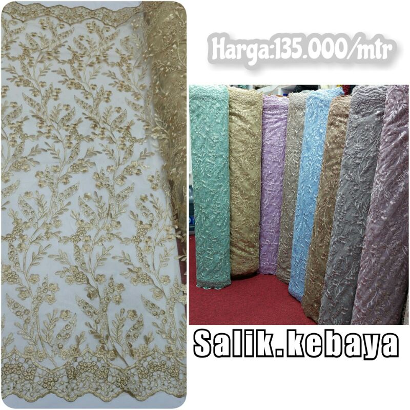 Bakal kain Brokat Brukat tile Padi rambat/bahan Brukat kebaya tile/Brokat murah/Toko kain Brokat Bru