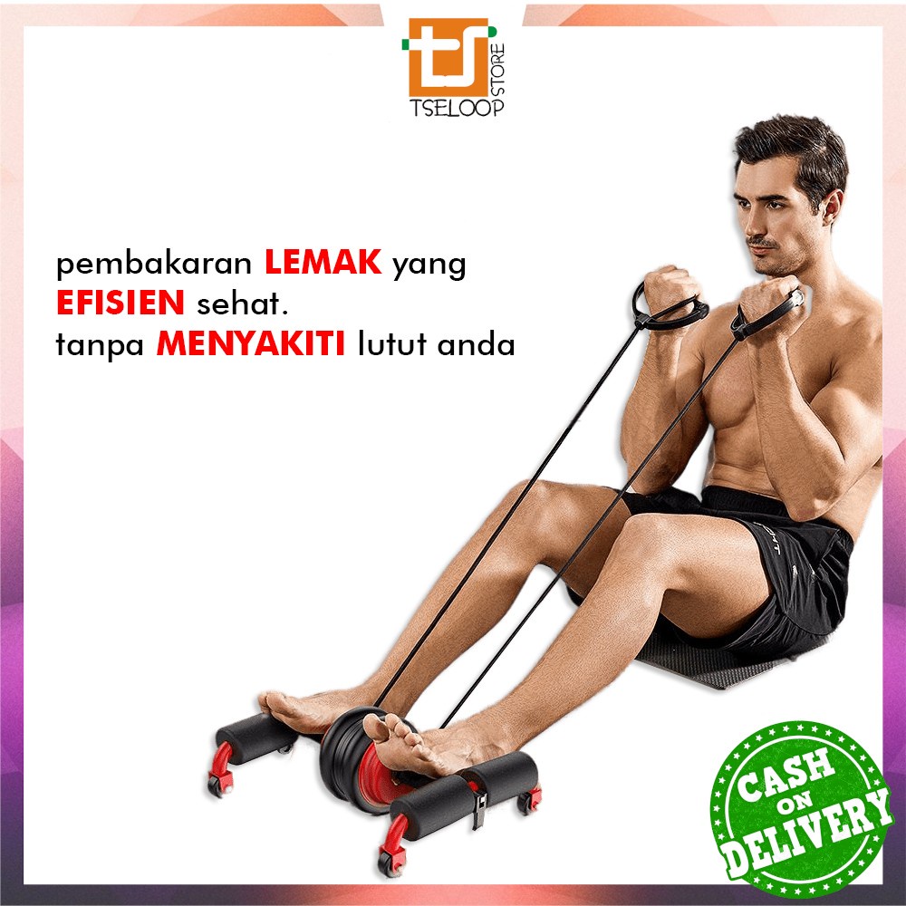 OFM-O16 Set Alat Fitness Push Up Alat Latihan Olahraga Gym Fitness Sit Up Double Wheel Pembakar Lemak Peralatan Multifungsi