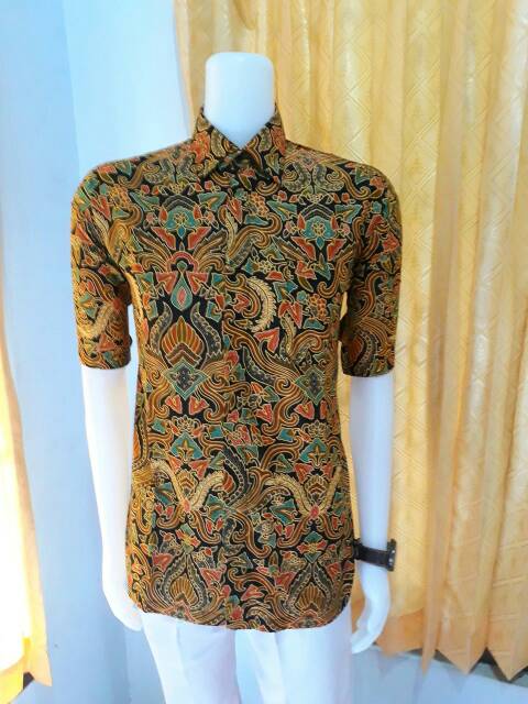 Hem Batik Dolby Dolbi Dobby Doby - Batik Sogan Solo - Batik Pria Warna Coklat - Risna Batik HRB026