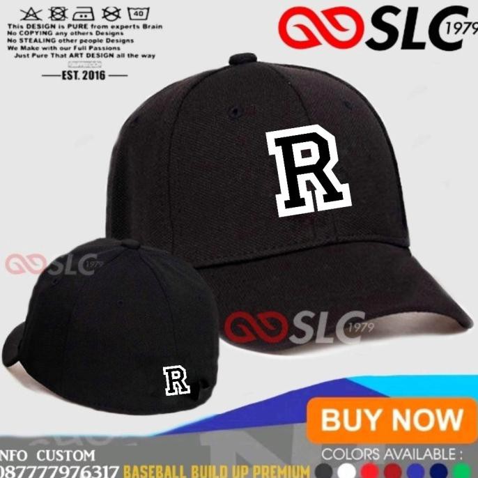 Topi Baseball Build Up Premium Inisial Huruf R Custom Logo E75 - Slc Terbaru