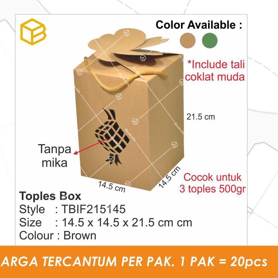 

Idul Fitri, Box Len, Packaging, Dus, Toples Box TBIF BROWN (20pc) D3B1