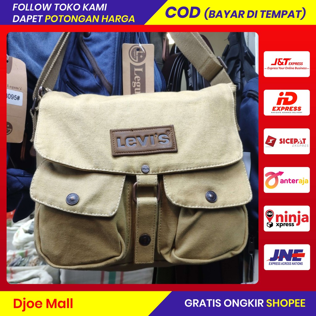 Tas selempang kuliah pria levis premium original import murah terbaru keren kekinian
