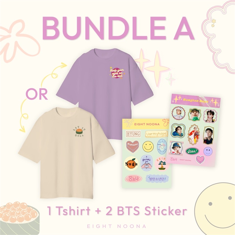 Bundle A BTS T-Shirt & Sticker | Fanmade Goods by Eight Noona