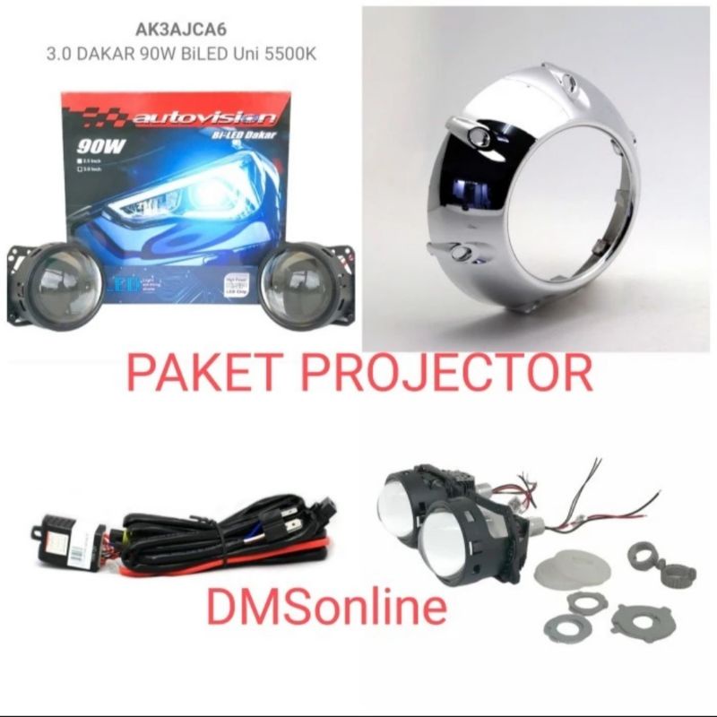 Led Projector Mobil 3" 90W Autovision, Led Paket Projector Mobil