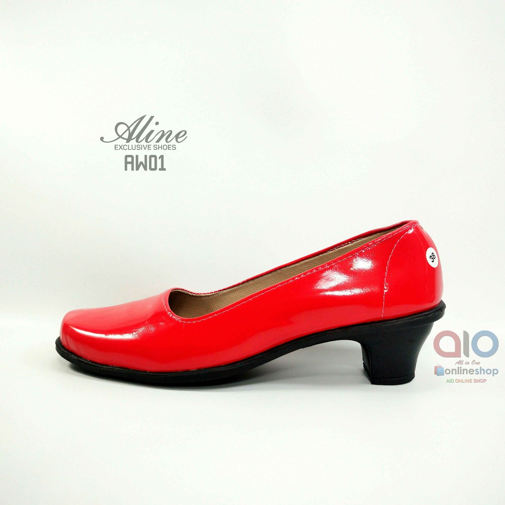 Aline Pantofel Glossy Wanita Hak Pump 5 Cm Sepatu Formal Kerja Kantor Kilap Glosy AW01