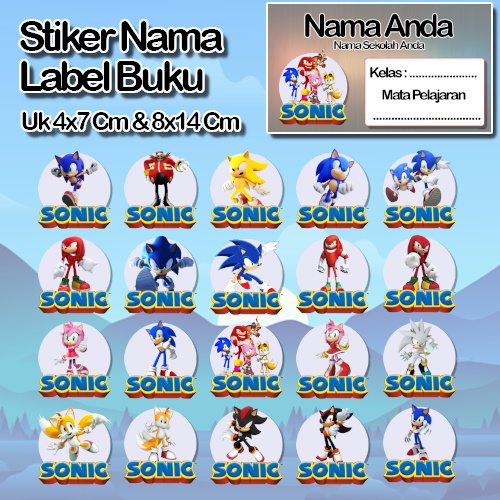 

Stiker Sonic sonik knucles tails dr eggman amy rose shadow espio silver Karakter Lucu Custom Lebel Nama cromo murah 20 Varian berbeda Sticker Pelajaran Mapel buku anak sekolah No 4