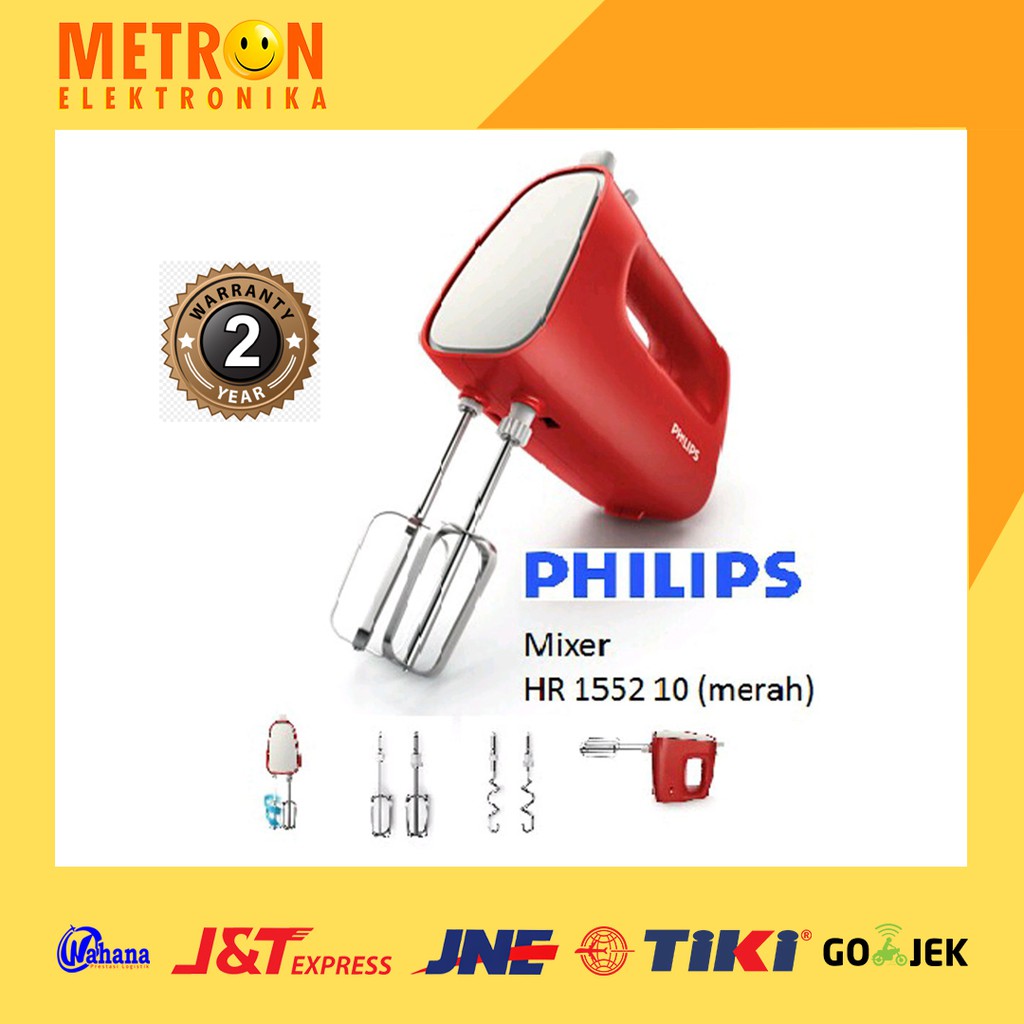 PHILIPS HR 1552 / 10 / MIXER TANGAN MERAH / HAND MIXER /  HD1552