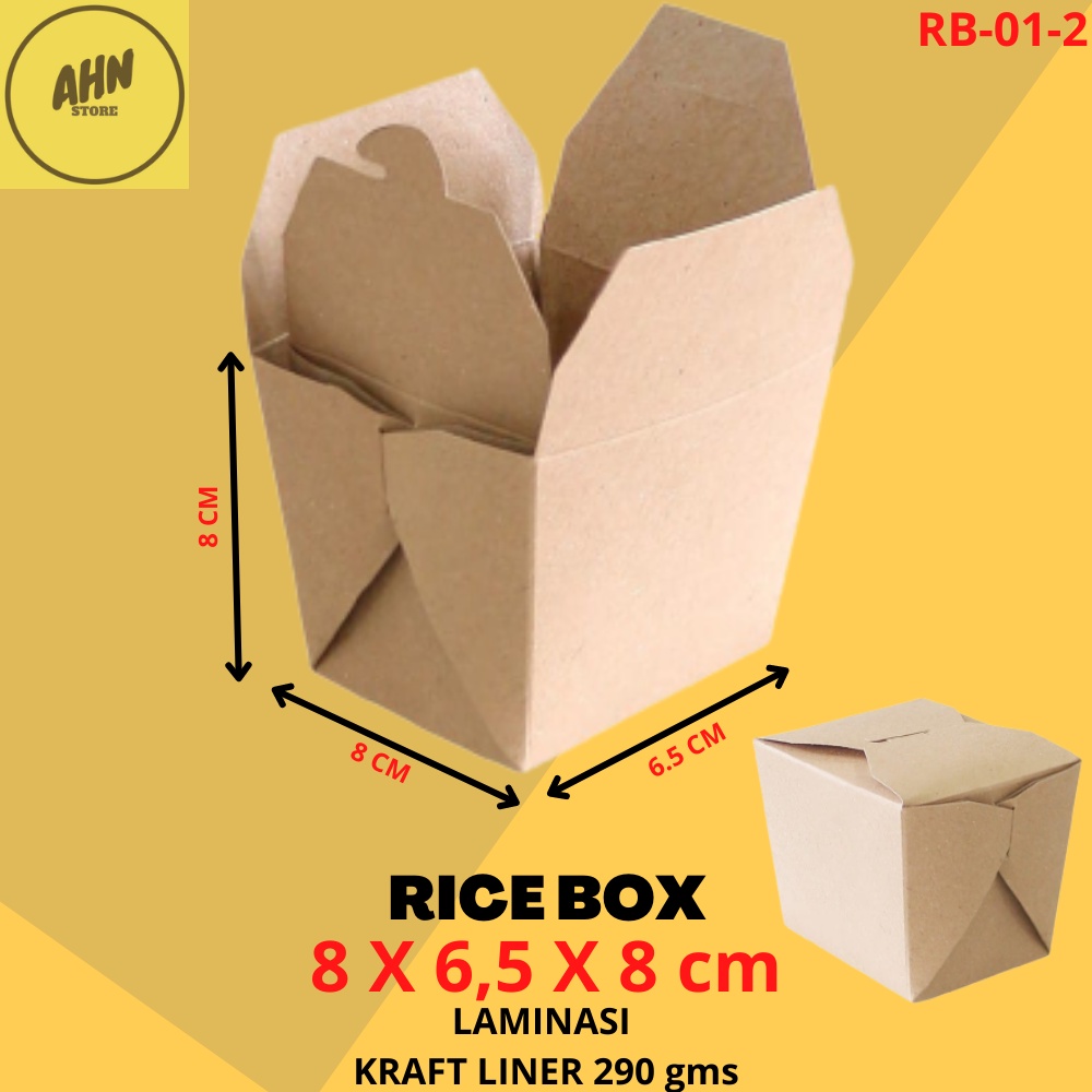 

KARDUS DUS KOTAK RICE BOX LAMINASI / KARDUS BOX MIE BUBUR BENTO SNACK KENTANG ROTI KUE 8x6,5x8 CM