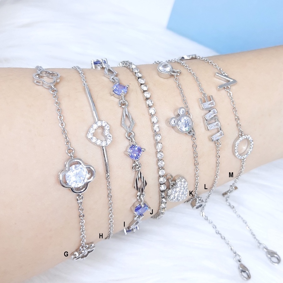 Gelang Xuping Rantai Silver Lapis Emas Putih  - BB094S