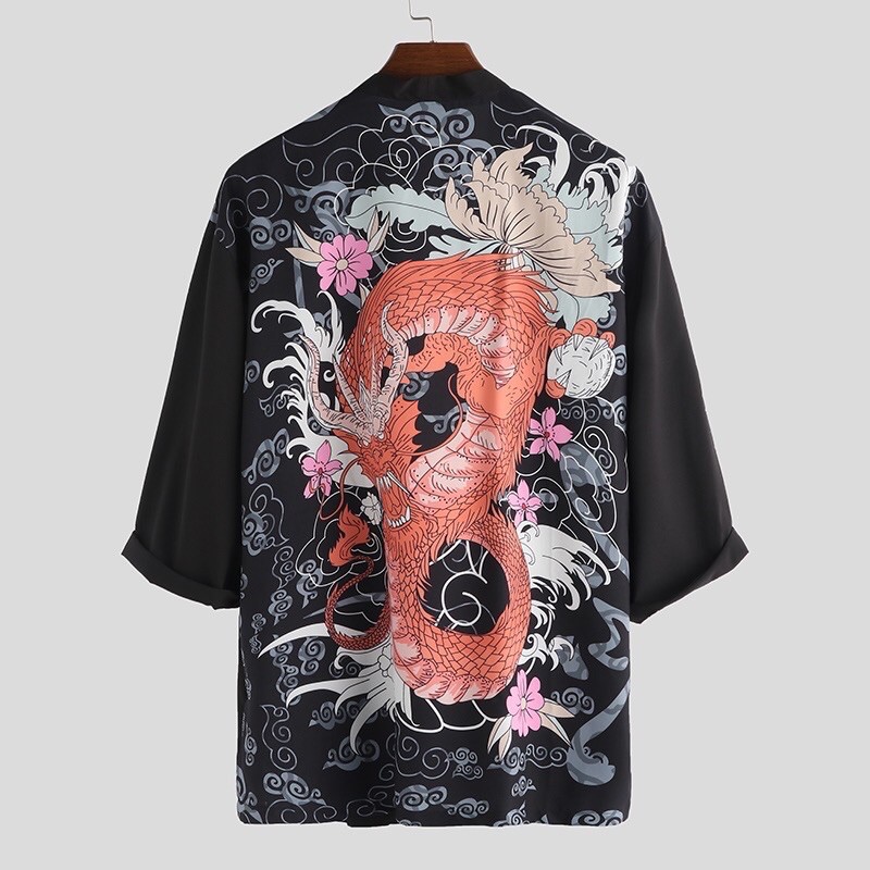 RE08 KIMONO IMPORT PRIA JEPANG BIG OVER SIZE HARAJUKU NAGA DRAGON HAORI S-XXXXXL 5XL MO1