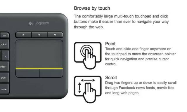 Logitech K400 Plus Wireless Touch Keyboard   K400 Plus Touchpad Tablet Android PC