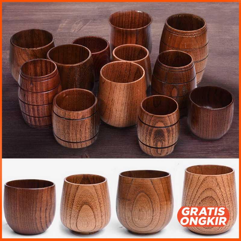 Gelas Kayu Wooden Natural Cup - CLO470