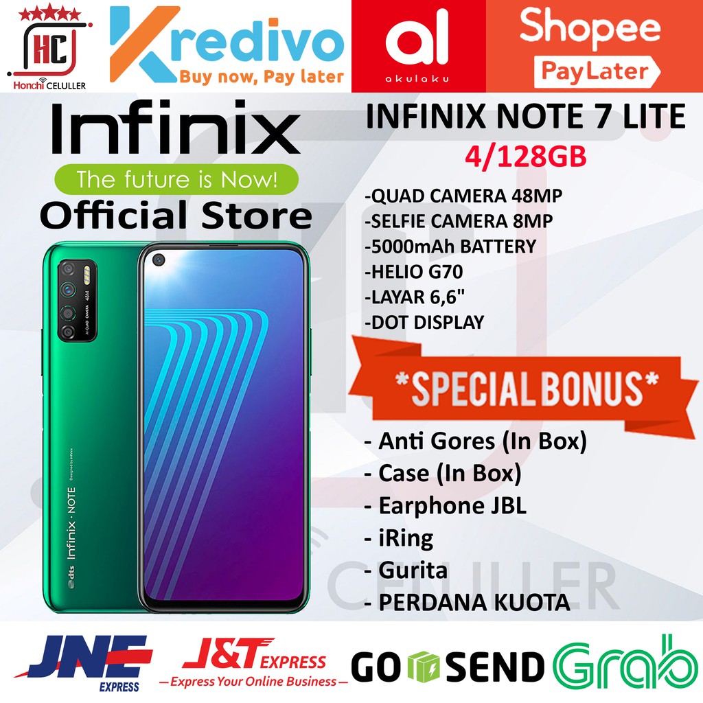 INFINIX NOTE 7 LITE 4/64GB 4/128GB GARANSI RESMI ORIGINAL BONUS