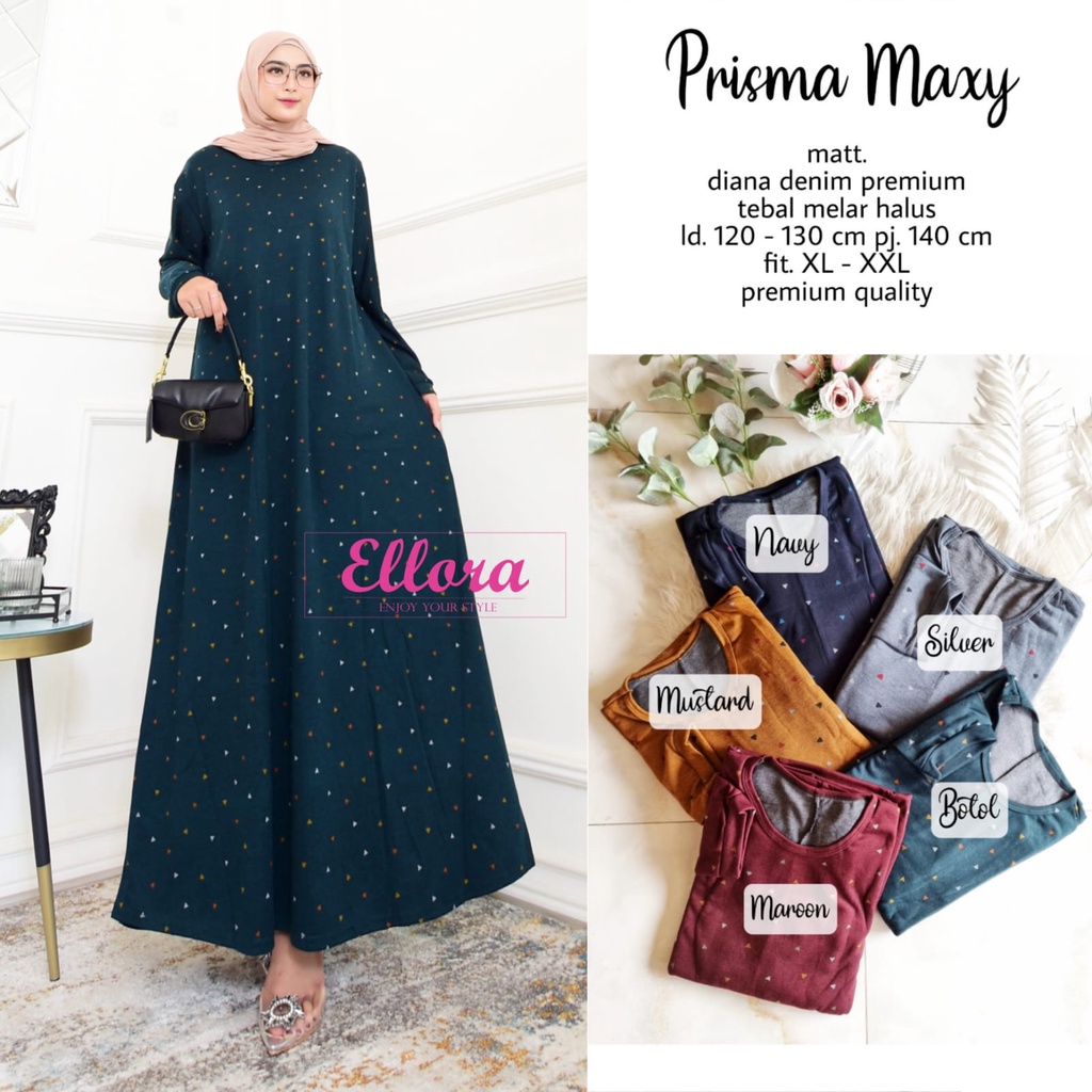 Gamis Terbaru Kekinian Jumbo Dress Muslimah Wanita Ld 120 All Size Bahan Diana Denim Premium Tebal Halus Melar