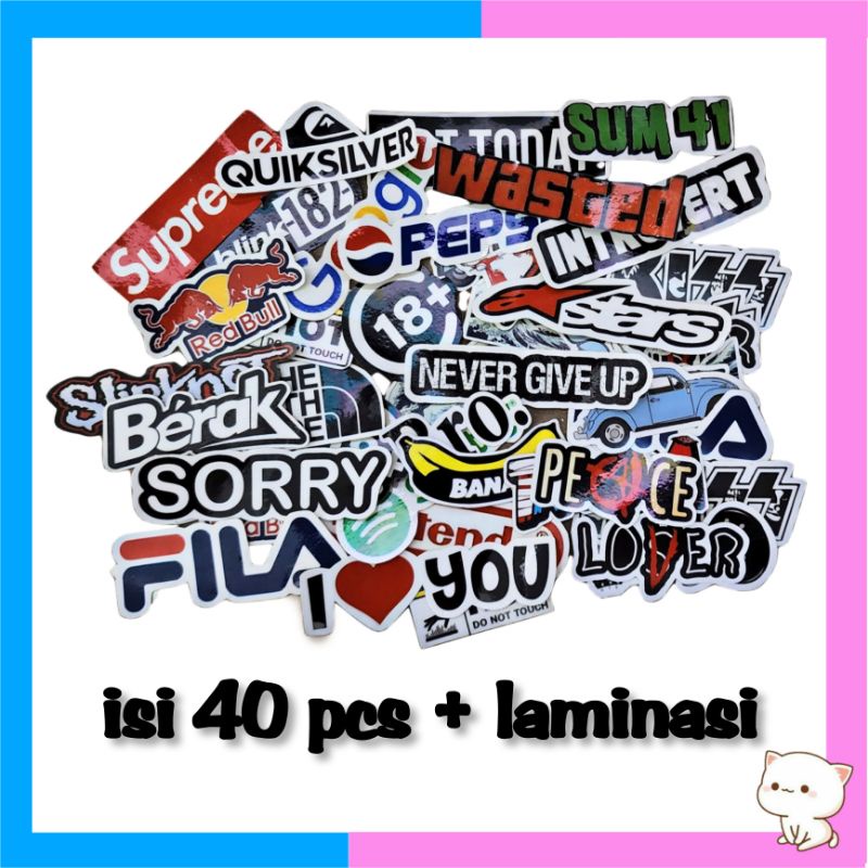 

isi 40pcs stiker case helm laptop tumblr koper sudah + laminasi