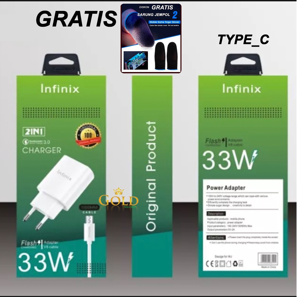 Charger Infinix 33w Type C Fast Charging Charger infinix NOTE 10 PRO/NOTE 11PRO/NOTE 11 NFC/HOT 12i/