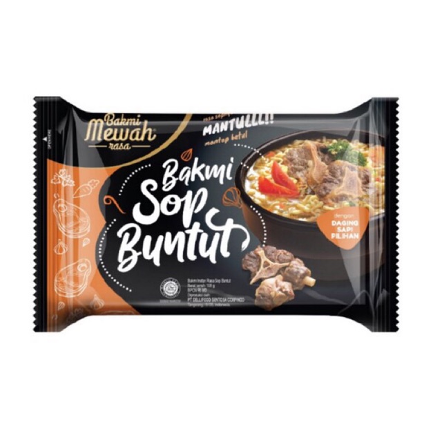 

Bakmi mewah rasa sop buntut 108gr, bakmi kuah dengan daging sapi asli.