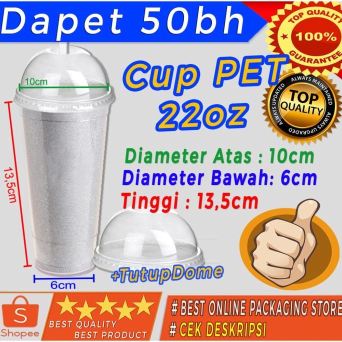 

Mug Gelas - 22 Oz 50Bh Cup Isi Tutup Starbucks 660Ml Ala Gelas Dome Bening Pet Pla