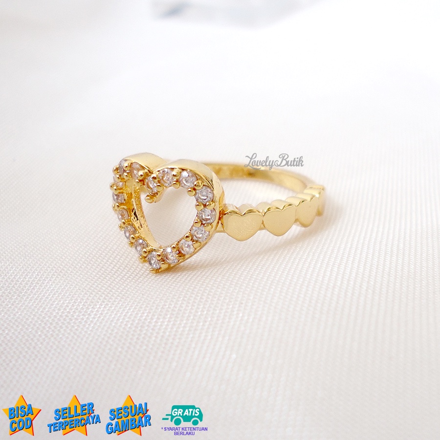 Cincin Xuping Anti Karat F3licia Cincin Wanita Remaja Terbaru Model Permata Love Lovelybutik