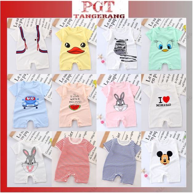 PGT - Romper Bayi Laki-Laki/Perempuan Lengan Pendek Tulisan Baby Jumper Pakaian Bayi