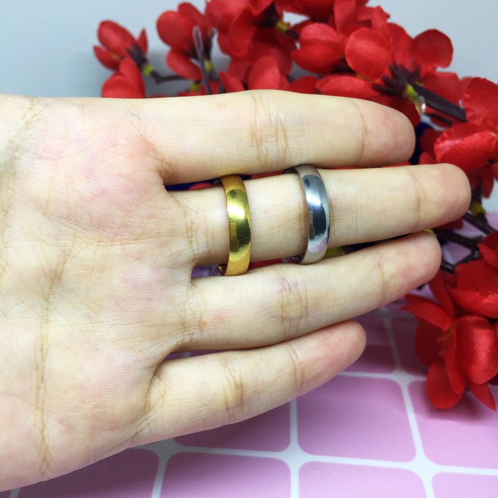 Cincin Titanium Polos Gliter Kupu  Gold Silver Pria Wanita - BR492