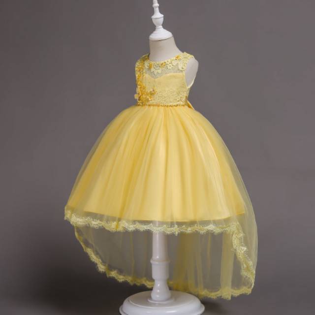 8100018 FLORA DRESS / GAUN PESTA NATAL ANAK PEREMPUAN KUNING HIJAU TOSCA PUTIH BAGUS IMPORT MURAH