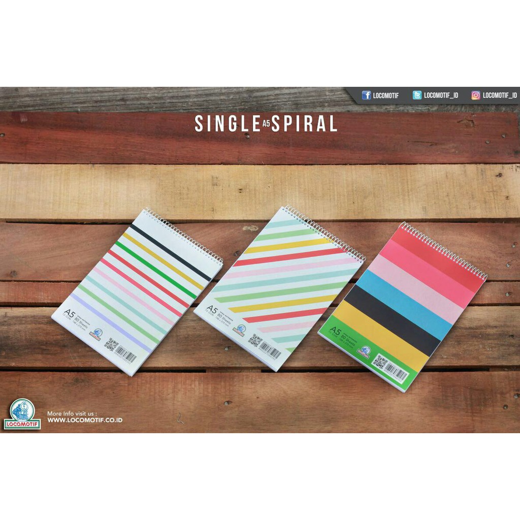 

SPIRAL NOTEBOOK BUKU TULIS MEMO RING A5 GARIS LOCOMOTIF CATATAN 70GSM ECER LUSIN GROSIR SIMPLE LUCU