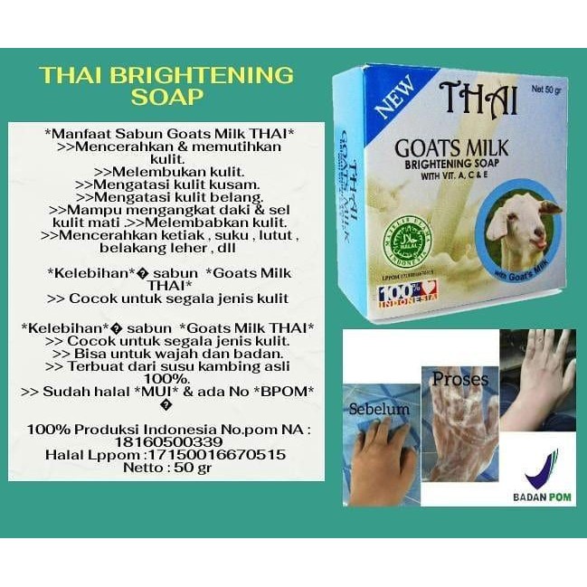 sabun batang muka goat milk by:THAI original bpom