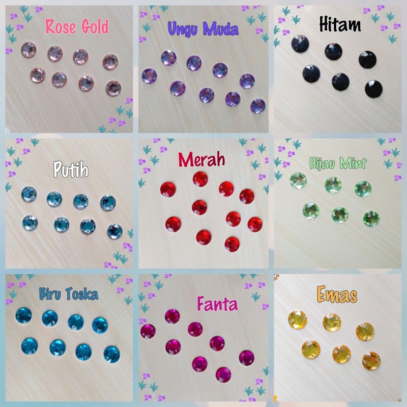 Mote Tempel / Jahit Bulat 10 mm ( isi 20 Pcs/Butir )