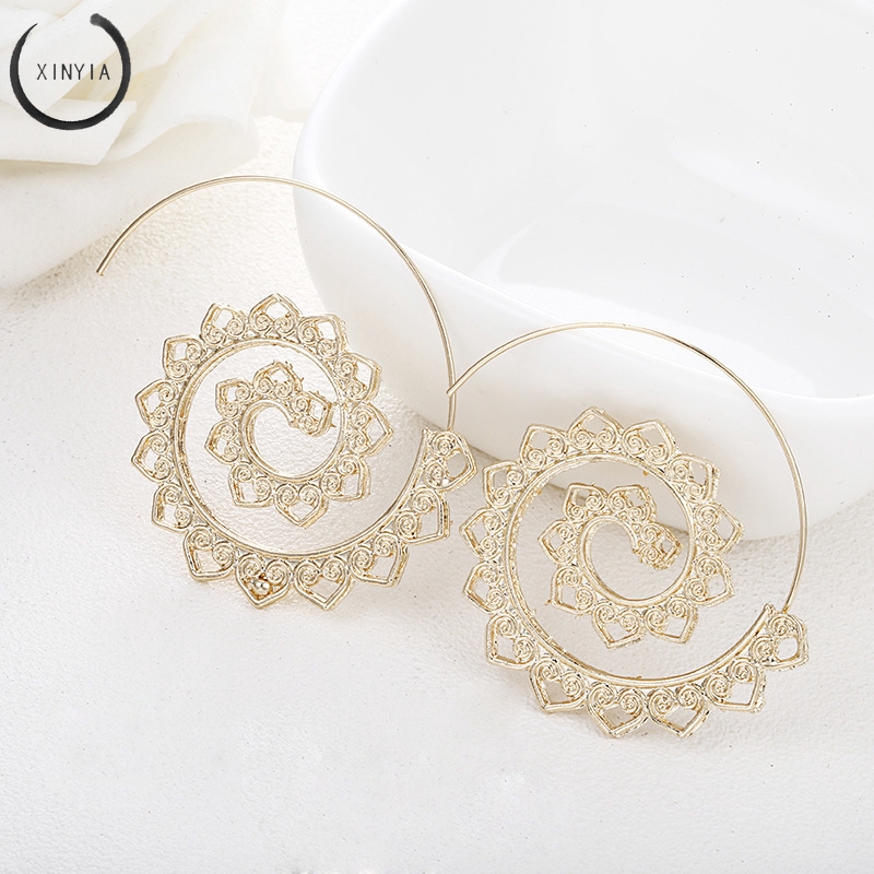 Anting Tusuk Bentuk Spiral Gaya Vintage Unik Untuk Wanita