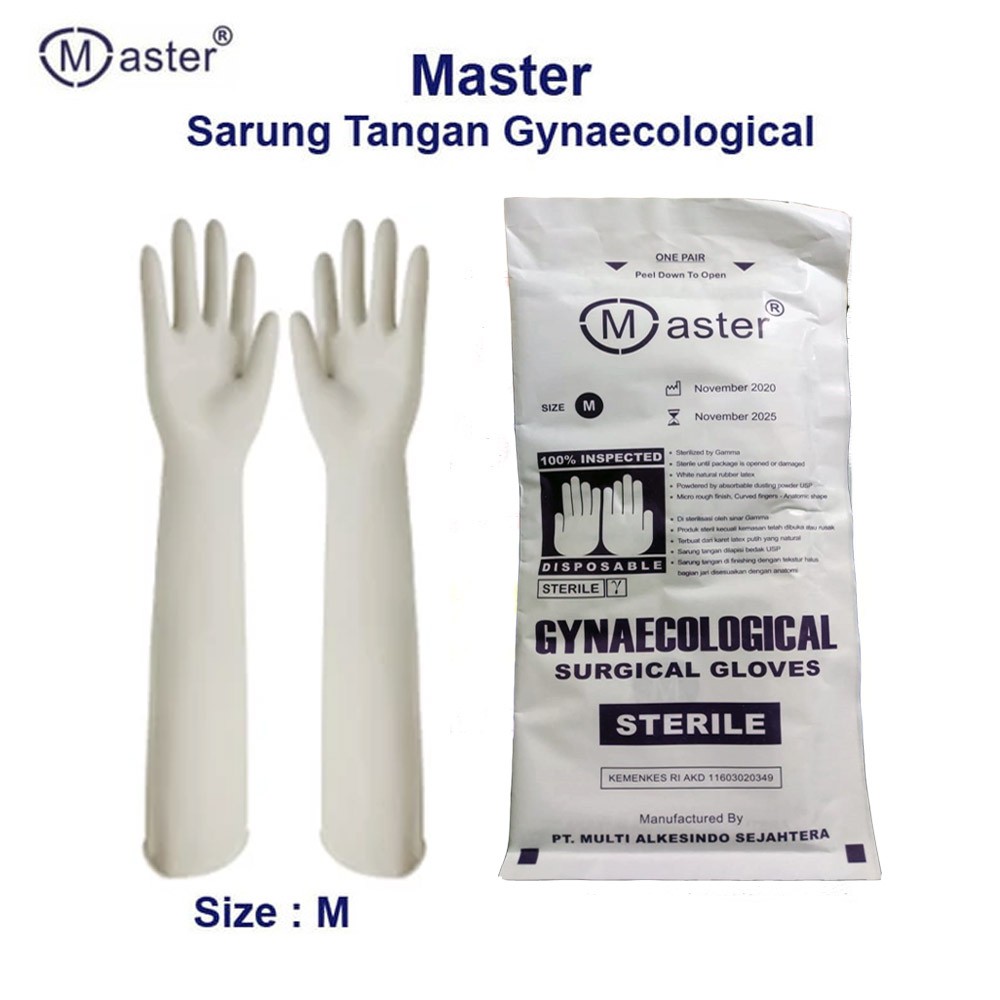 Master Sarung Tangan Gynaecological Steril Surgical Obgyn (Size M) Sarung Tangan Karet Steril [STG2]