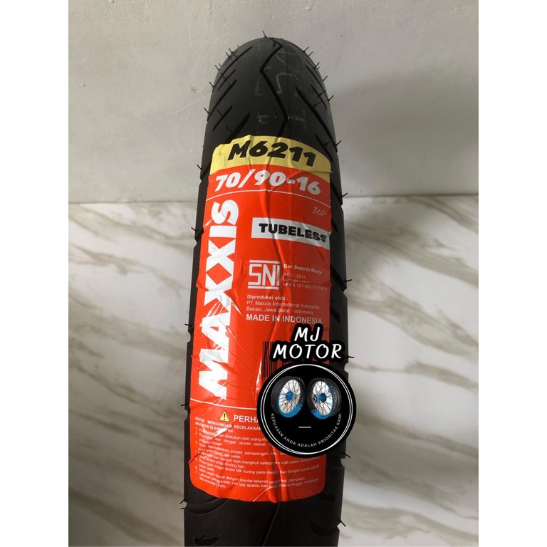 Ban Luar Maxxis 70/90 Ring 16 M6211 Tubeless Standar Ban Depan Motor Yamaha Nouvo dan Suzuki Skywave
