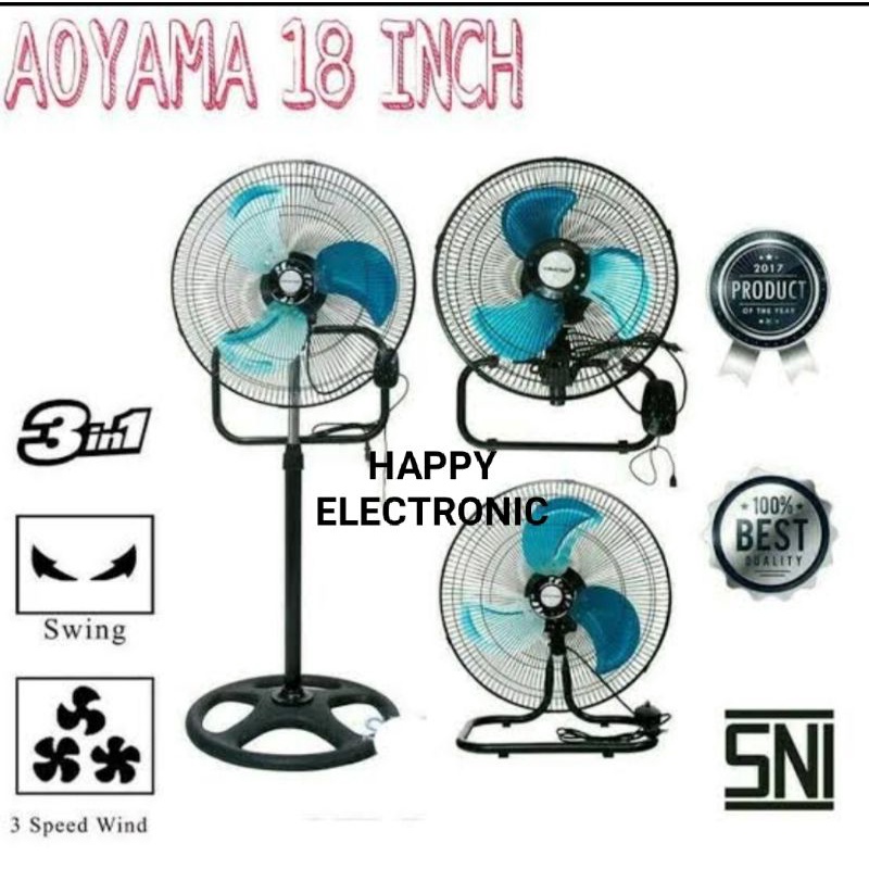 Kipas Angin Aoyama 3in1(stand,wall,desk)