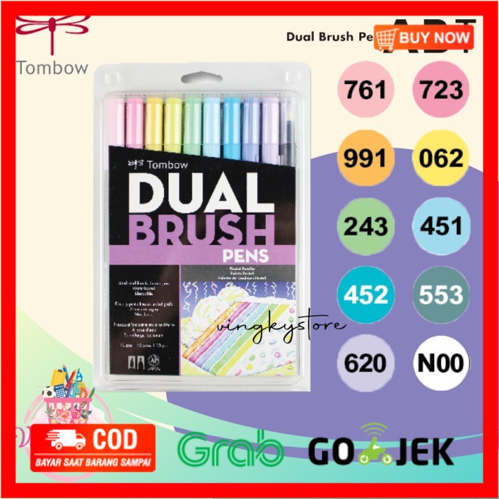 

(BISA COD) Dual Brush Pen Tombow Pastel Pallete isi 10pc