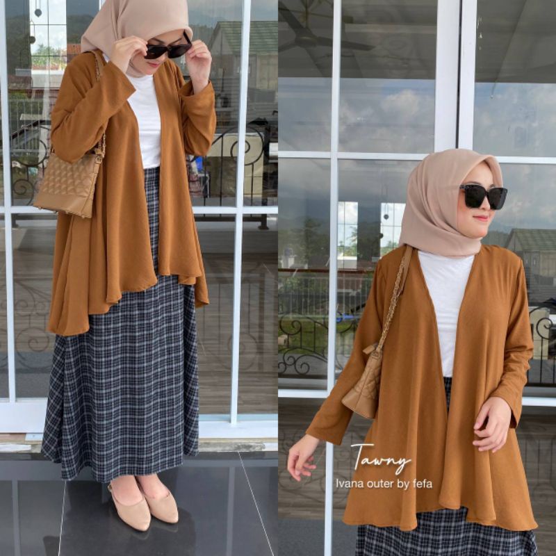 Cardigan Polos Wanita / Outer Ivana - Bahan Crincle Airflow