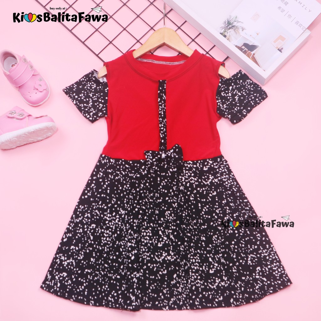 Dress Sabrina Pita 4-5 Tahun / Dres Anak Perempuan Lengan Motif Murah Pesta Fashion Baju Cewek Dres