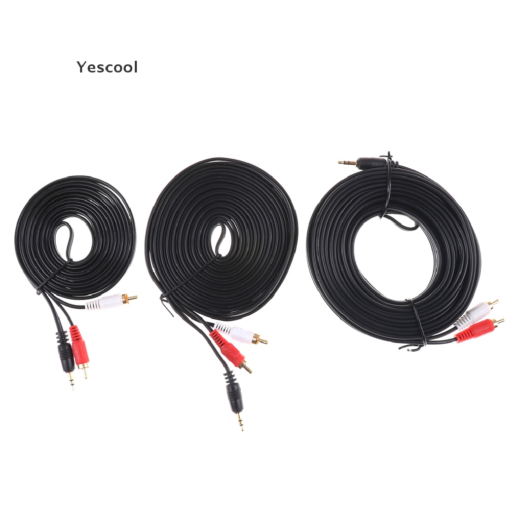 Yescool Kabel Audio AUX 3.5MM Male Ke AV 2 RCA Male Stereo Panjang 3M 5M 10M