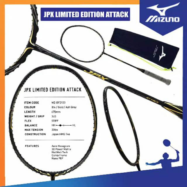 Raket badminton mizuno jpx limited edition 100% original