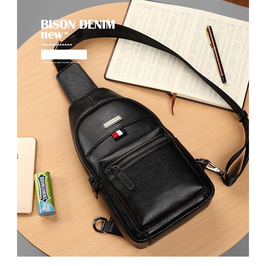 Bison Denim-Tas Selempang Pria Kulit Sapi Asli Original (BISON N2666-1B)