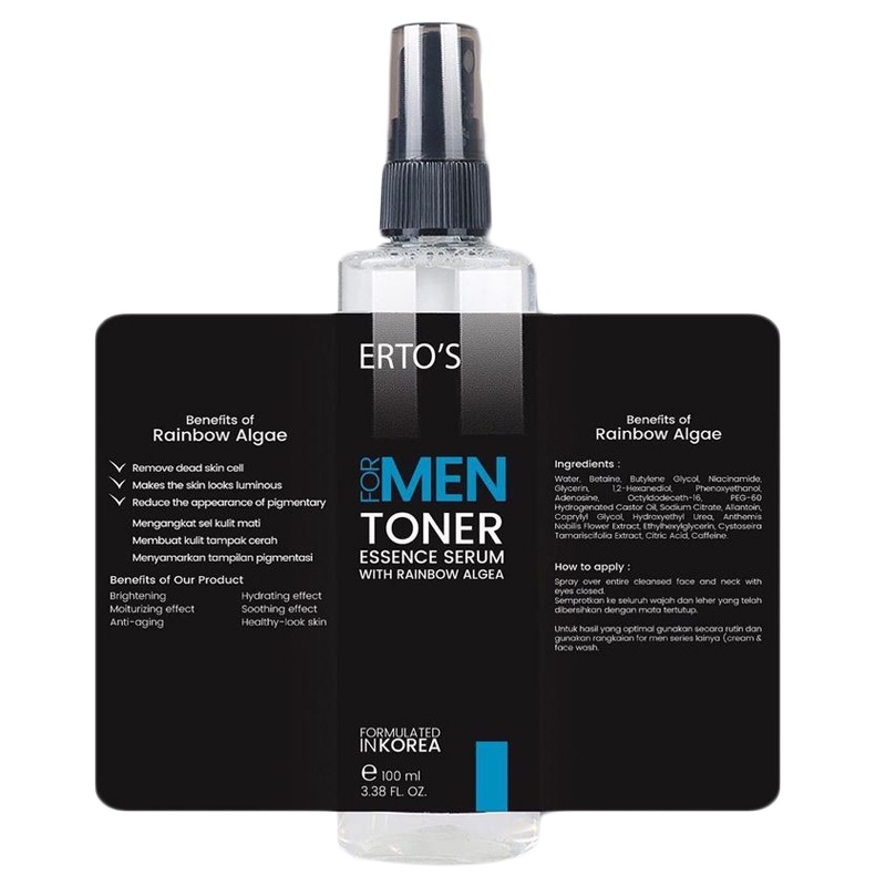 ERTOS For Men Solusi Wajah Kusam Jerawat Essence Serum Toner  Whitening Pria Man 100% ORIGINAL BPOM