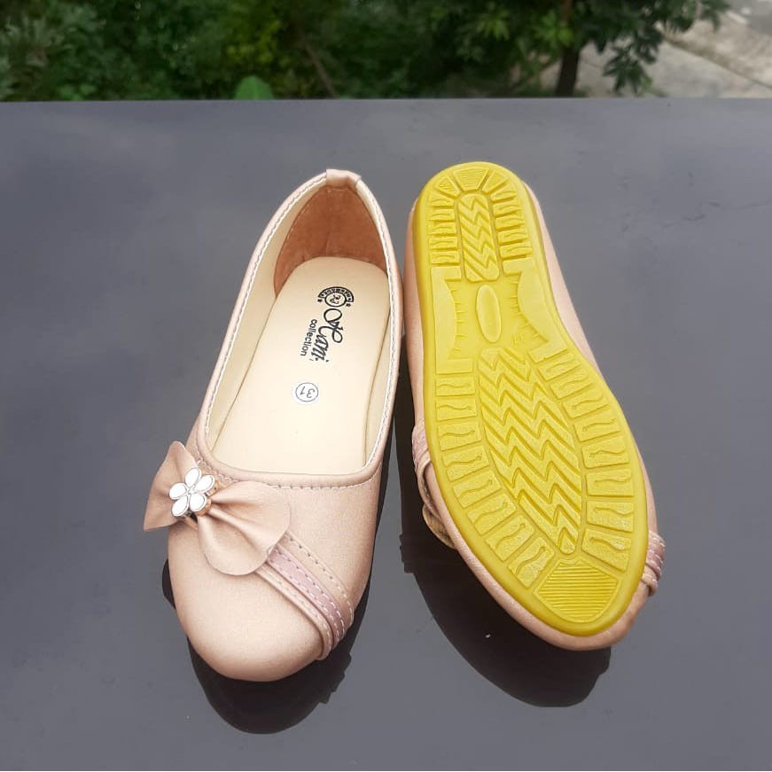 SBA02 Sepatu Balet, Flatshoes Anak Perempuan Umur 7 8 9 10 thn - Motif Pita with Bunga