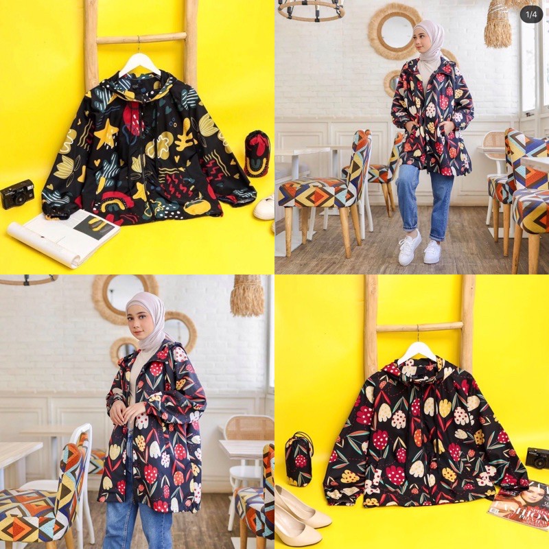 [NEW] Original Raia Brisa Jaket Midi Black Slate Like Nadjani Calla The Label Printed Jacket Ready