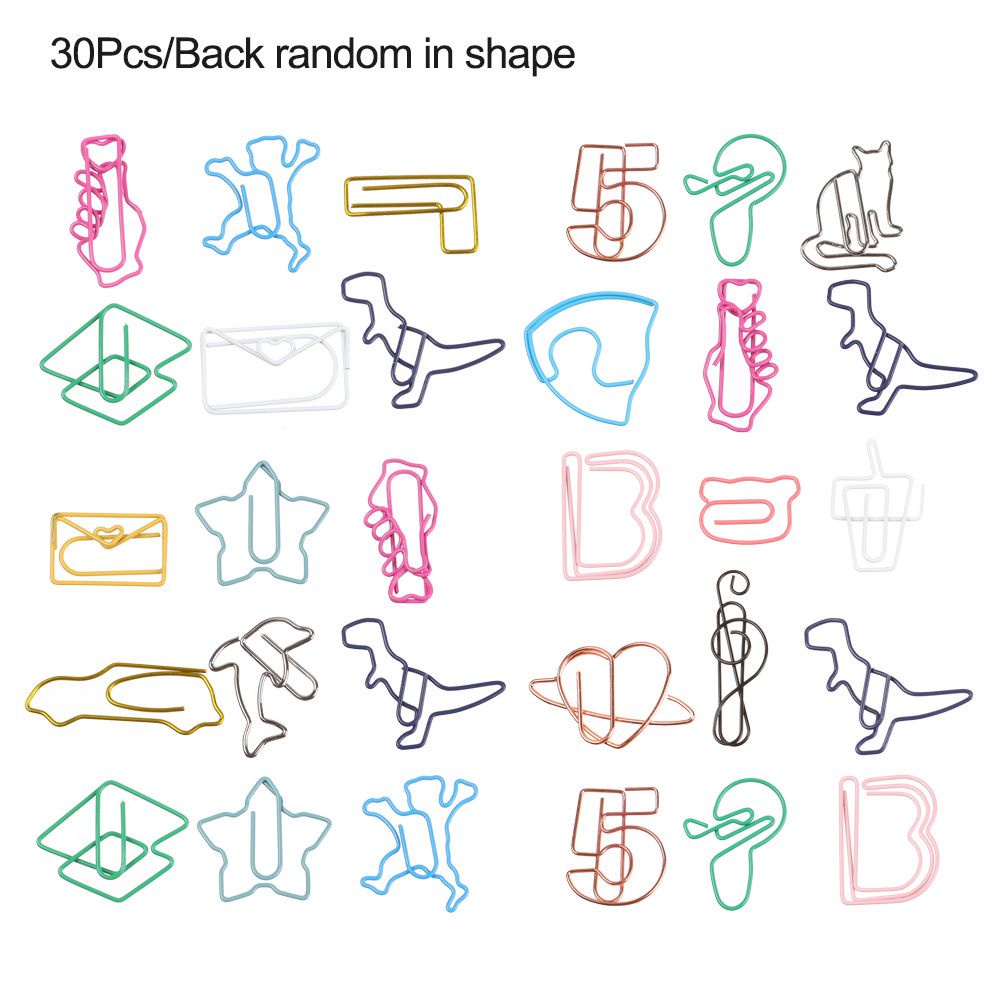 SUYOU 30pcs Colorful Paper Clips Useful Stationery Binder Clip Desk Organizer Notebook Cute Animal Shape School Office Supplies Desktop Storage Memo Bookmark