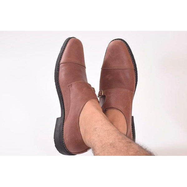 sepatu kulit azcost monkstrap brown